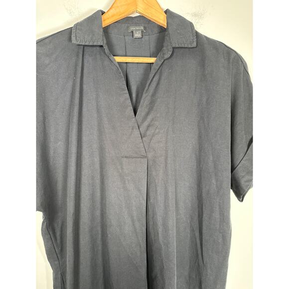 Ann Taylor Collared Popover Shift Dress Womens Size M Black Lightweight - Picture 4 of 10